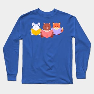 Rabbit Bear Fox Reading Long Sleeve T-Shirt